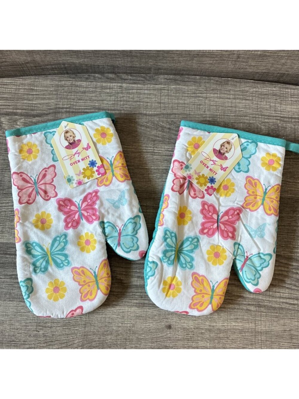 Dolly Parton Floral Oven Mitt Set of 2 7x10 Multicolor Teal Cotton/Poly